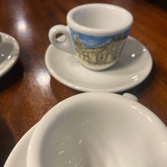 Nuova Point Espresso Italian Scenes Cups & Saucers Set Of 6 Porcelain! - Picture 5 of 8